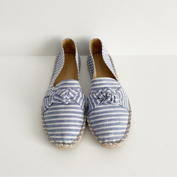 Talbots Izzy Stripe Knotted Linen Espadrille Shoes - Picture 2 of 8